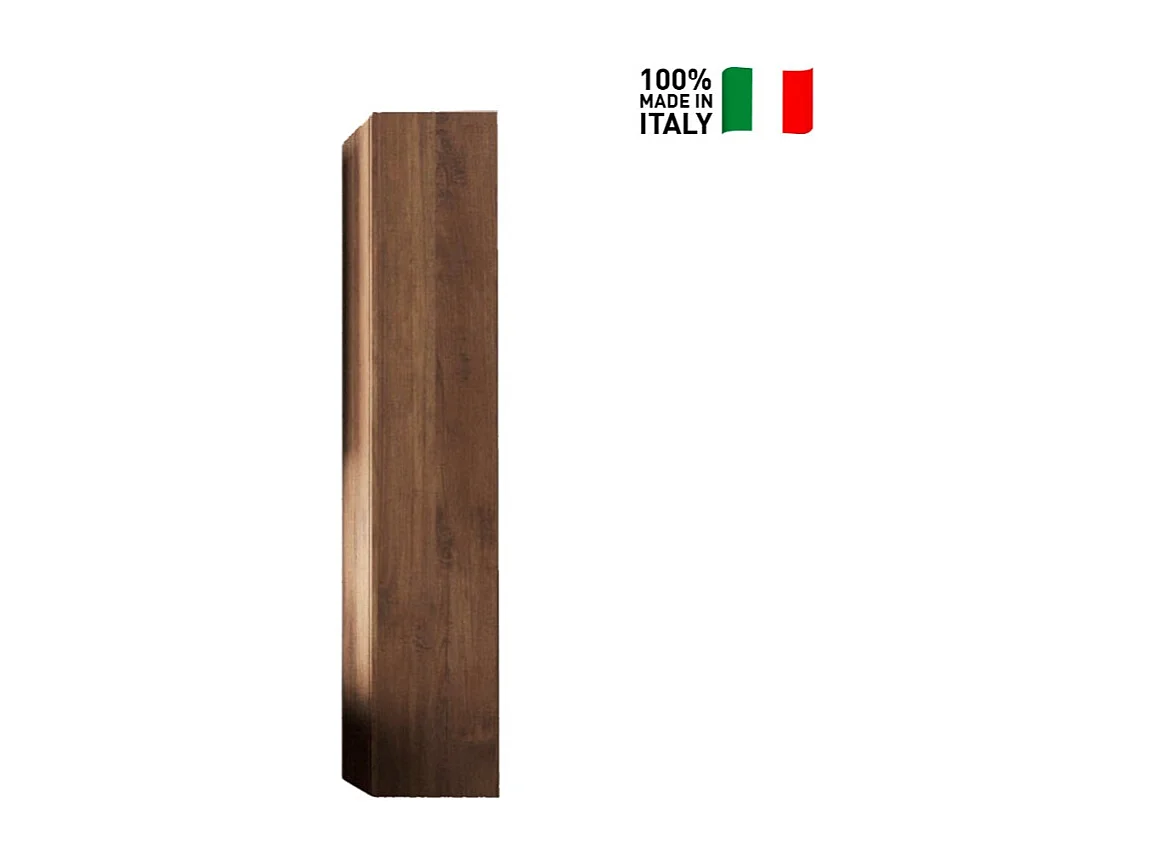 Hanging storage column with 1 door, dark wood finish, H138 cm - JUPITER