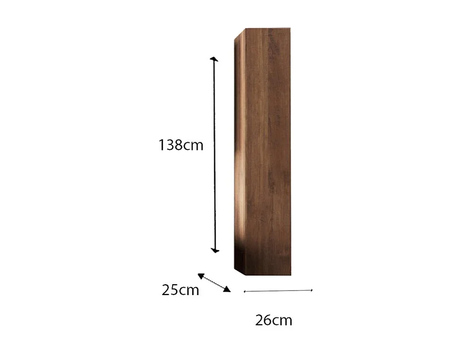 Hanging storage column with 1 door, dark wood finish, H138 cm - JUPITER