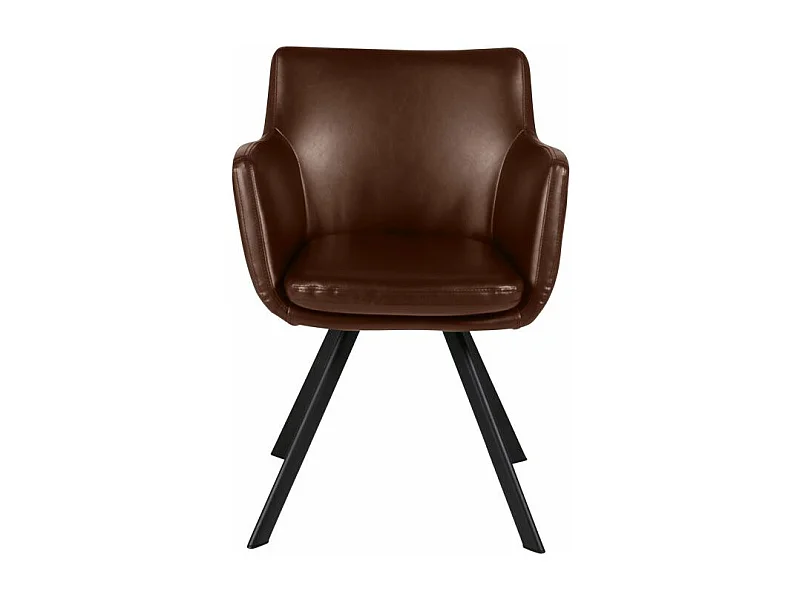 Chaise accoudoirs PU marron