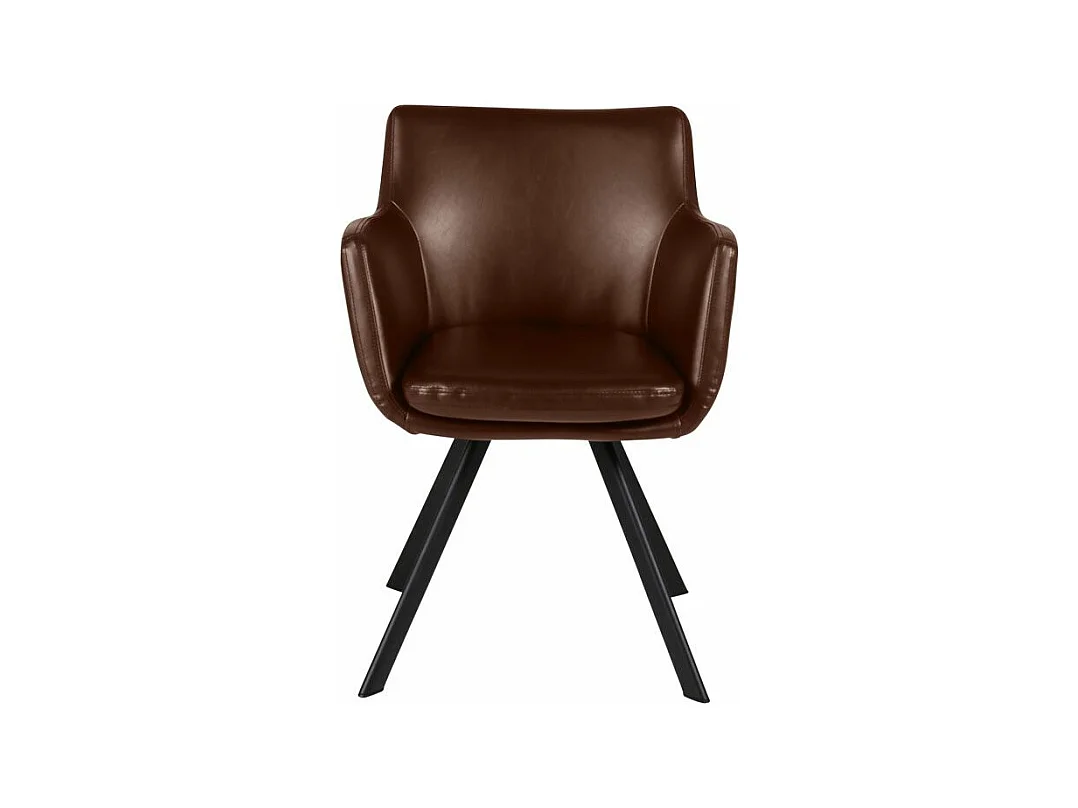 Chaise accoudoirs PU marron