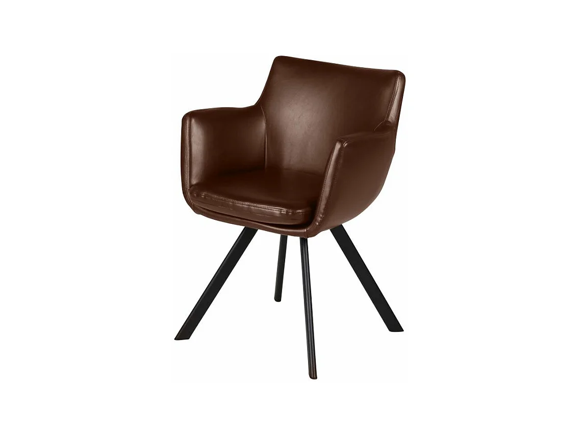 Chaise accoudoirs PU marron