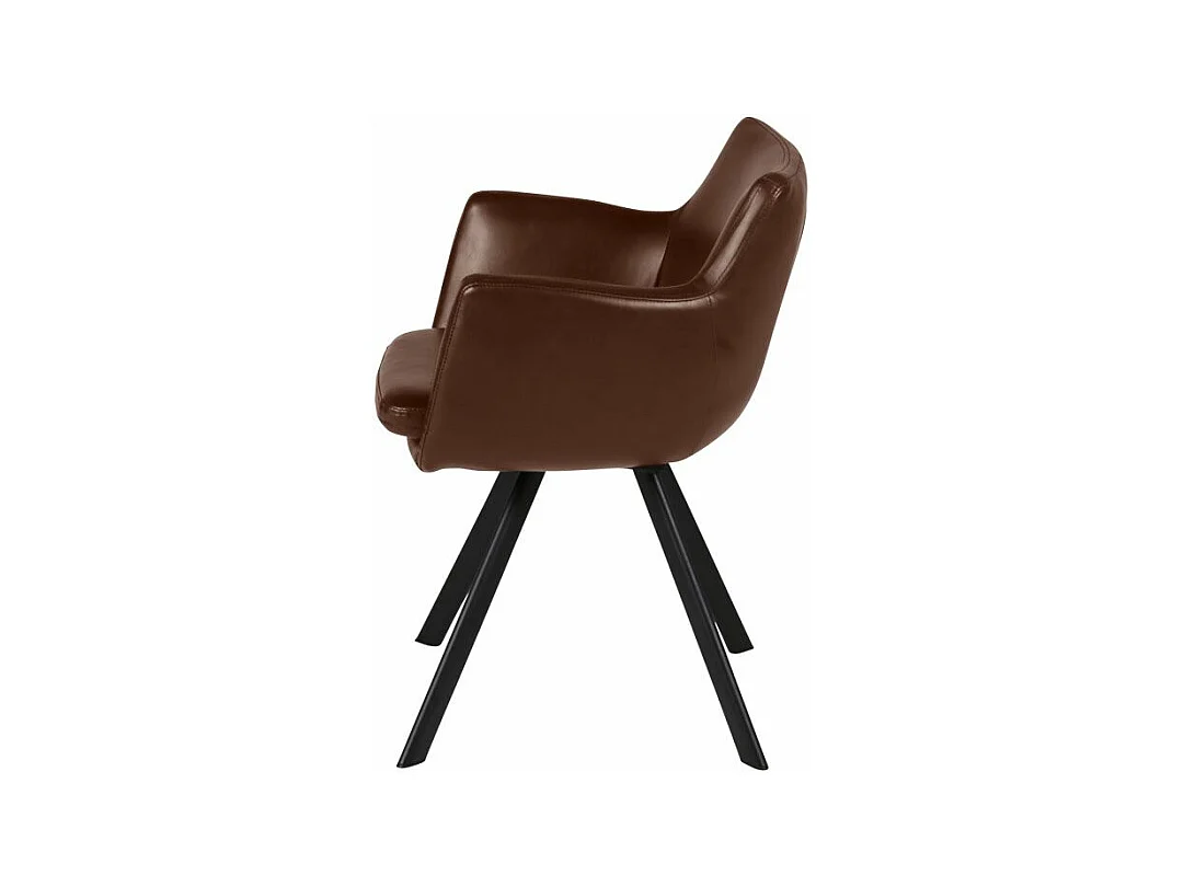 Chaise accoudoirs PU marron