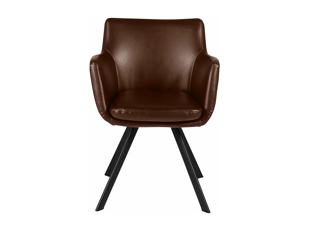 Chaise accoudoirs PU marron