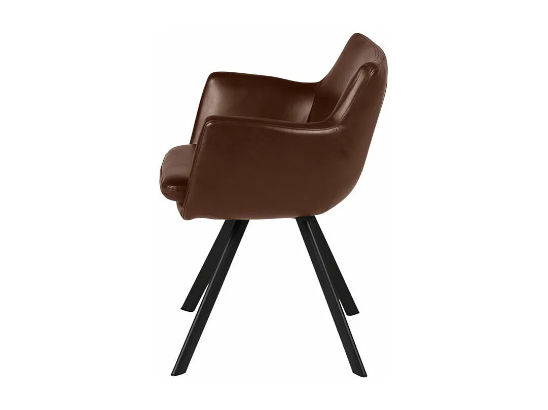 Chaise accoudoirs PU marron