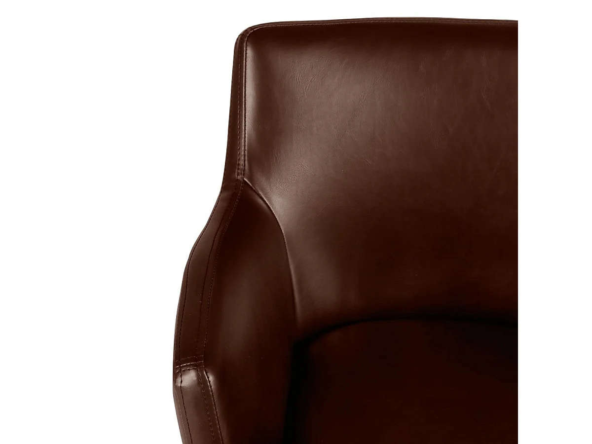 Chaise accoudoirs PU marron