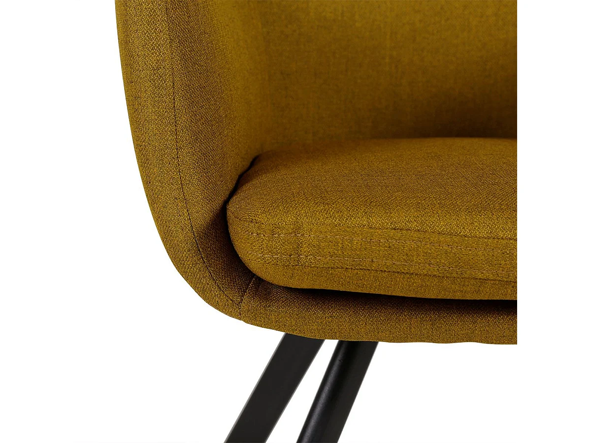 Chaise accoudoirs tissu jaune