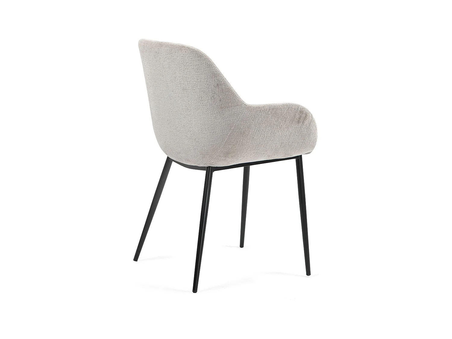 Chaise repas accoudoirs tissu chenille taupe pied métal HIBIS