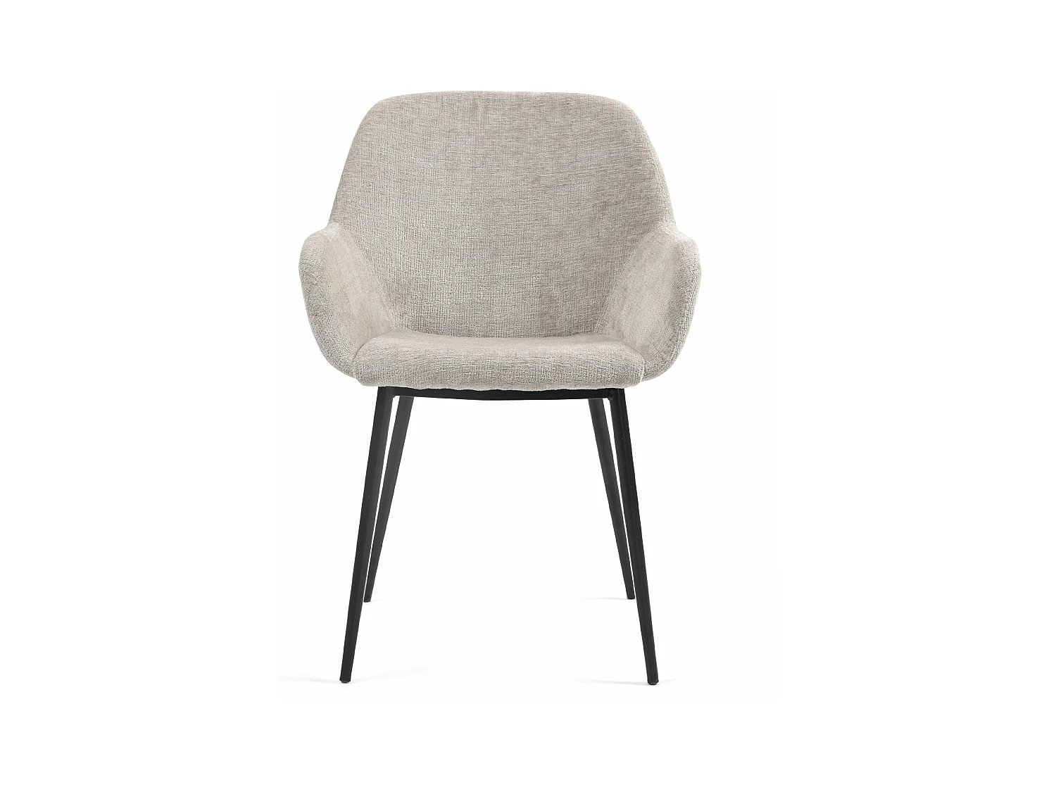 Chaise repas accoudoirs tissu chenille taupe pied métal HIBIS