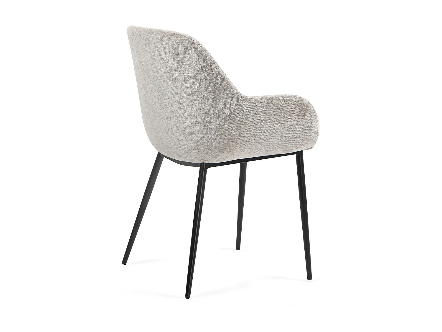 Chaise repas accoudoirs tissu chenille taupe pied métal HIBIS