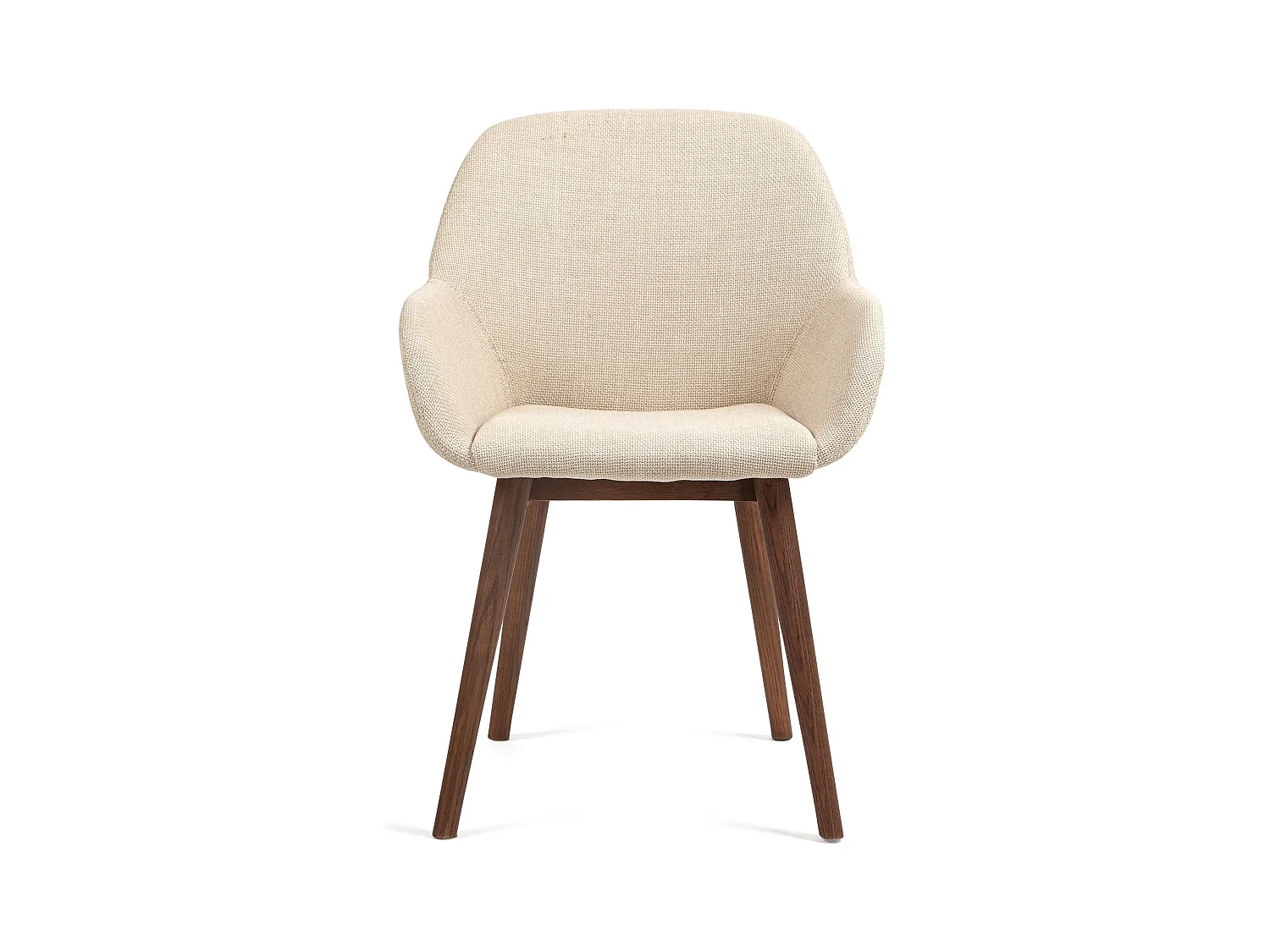 Chaise repas accoudoirs tissu beige pied chêne foncé MALVA