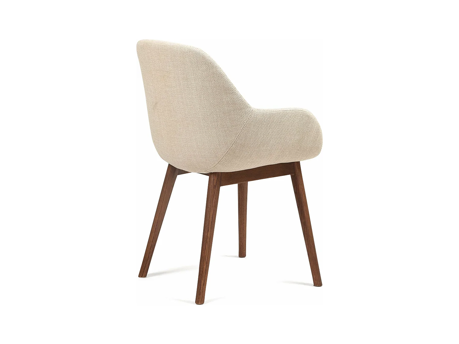 Chaise repas accoudoirs tissu beige pied chêne foncé MALVA