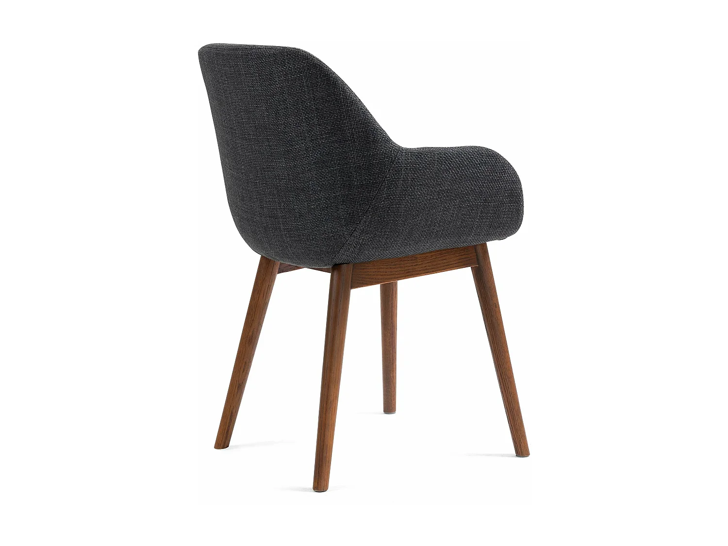 Chaise repas accoudoirs tissu noir pied chêne foncé MALVA