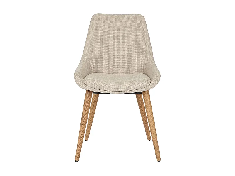 Chaise repas tissu crème pieds chêne foncé BARI