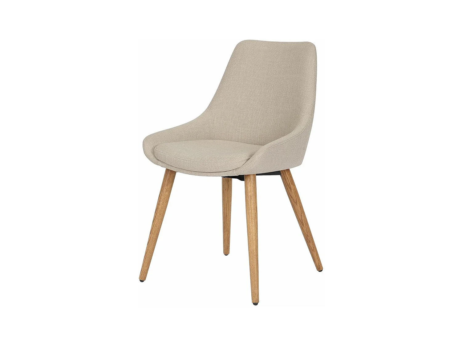 Chaise repas tissu crème pieds chêne foncé BARI