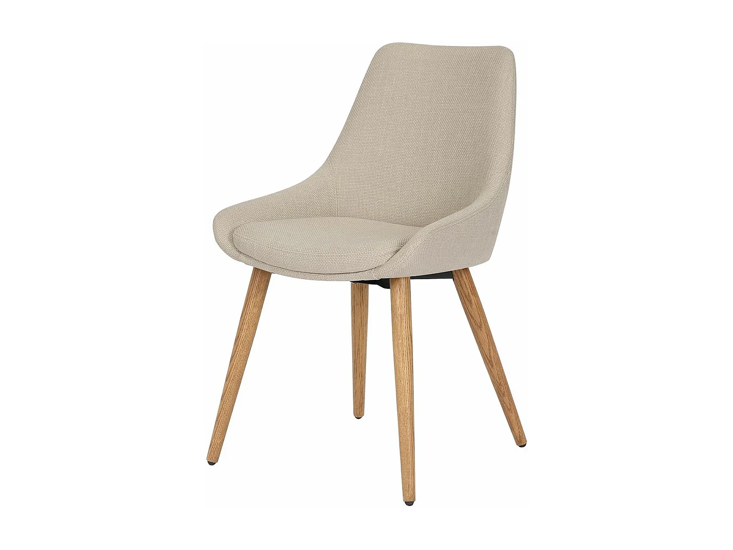 Chaise repas tissu crème pieds chêne foncé BARI