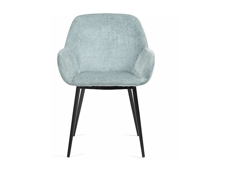 Chaise repas accoudoirs tissu chenille céladon pied métal HIBIS