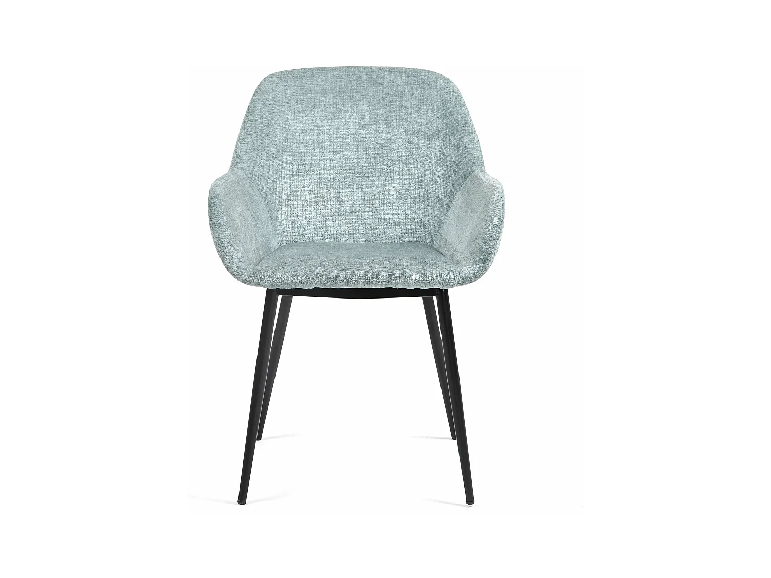Chaise repas accoudoirs tissu chenille céladon pied métal HIBIS