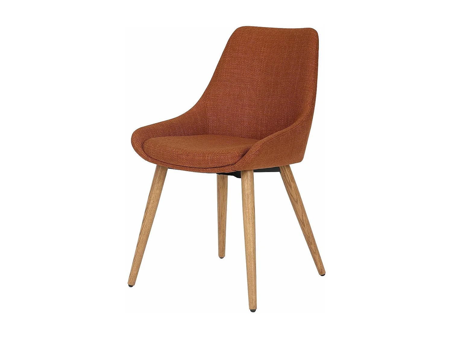 Chaise repas tissu cognac pieds chêne foncé BARI