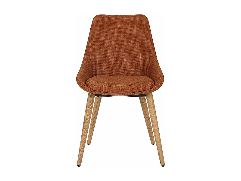Chaise repas tissu cognac pieds chêne foncé BARI