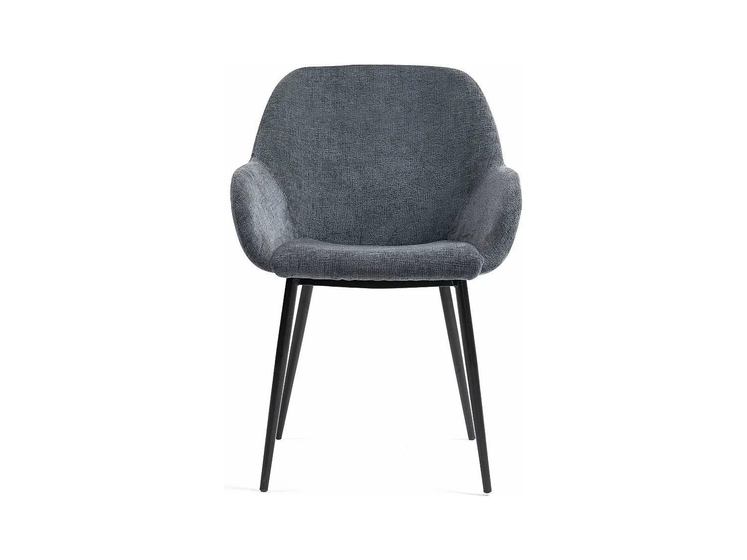 Chaise repas accoudoirs tissu chenille gris pied métal HIBIS