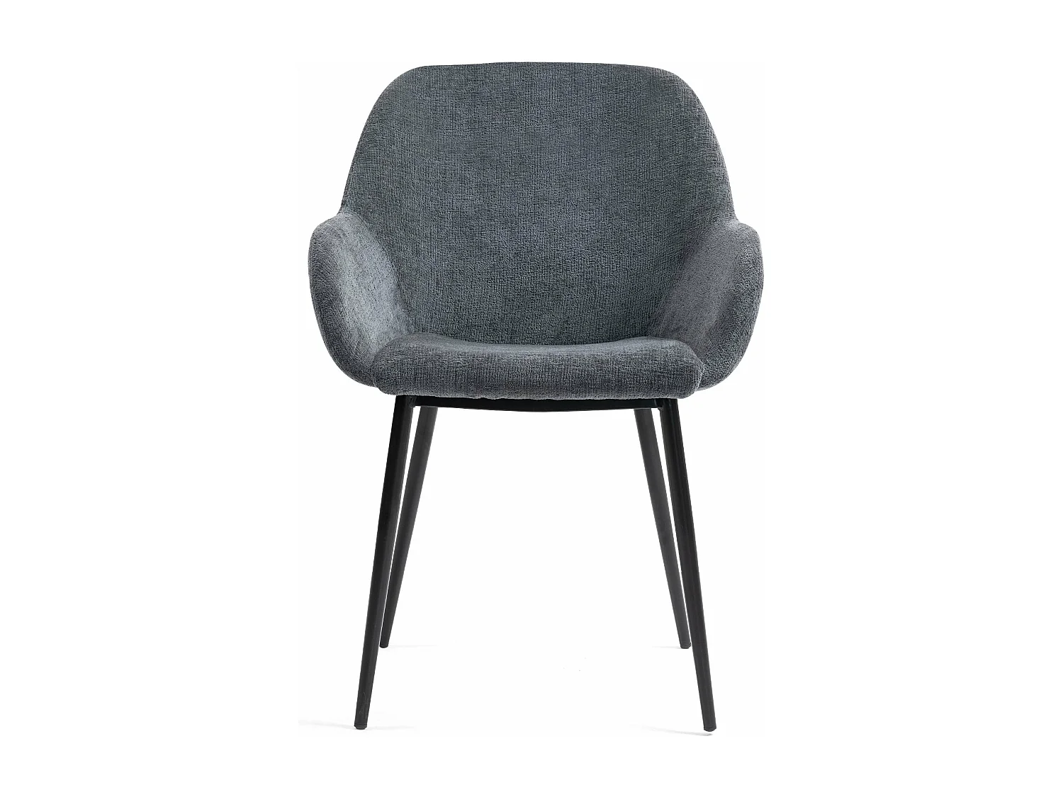 Chaise repas accoudoirs tissu chenille gris pied métal HIBIS