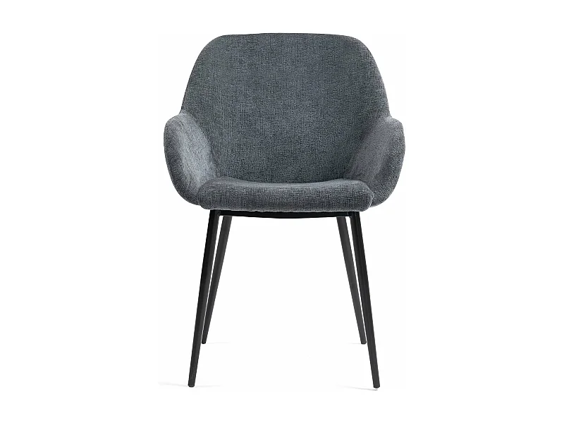 Chaise repas accoudoirs tissu chenille gris pied métal HIBIS