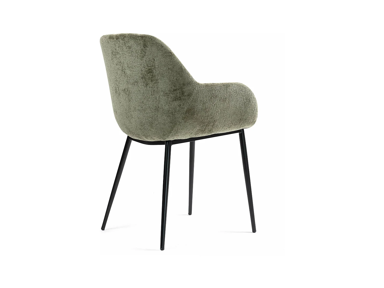 Chaise repas accoudoirs tissu chenille kaki pied métal HIBIS