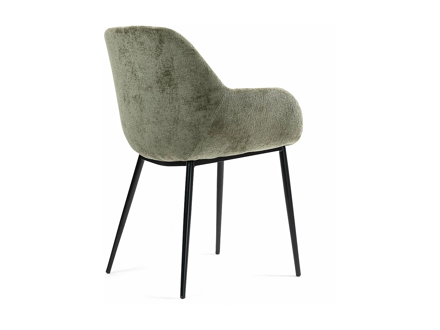 Chaise repas accoudoirs tissu chenille kaki pied métal HIBIS