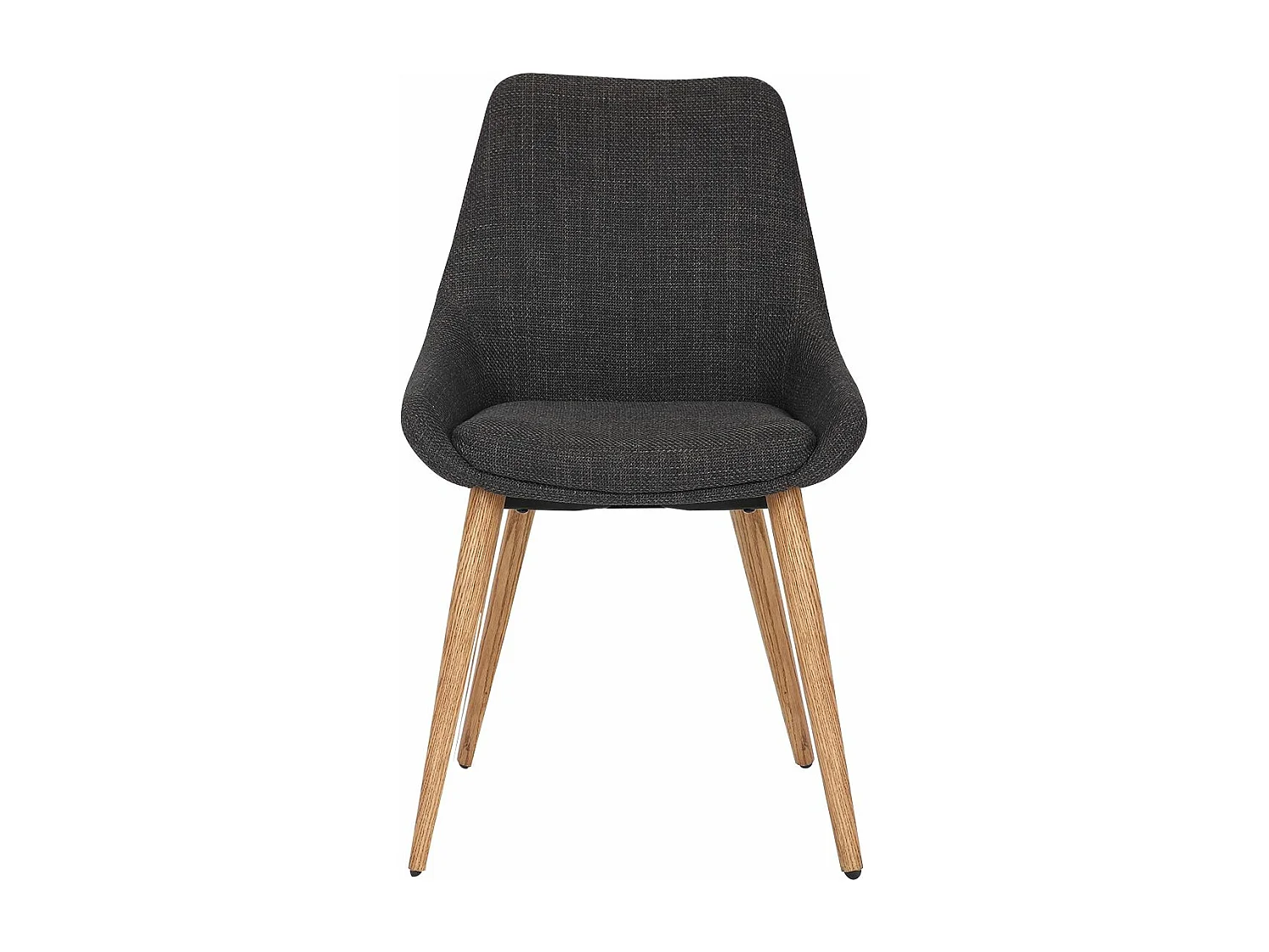 Chaise repas tissu gris anthracite pieds chêne foncé BARI