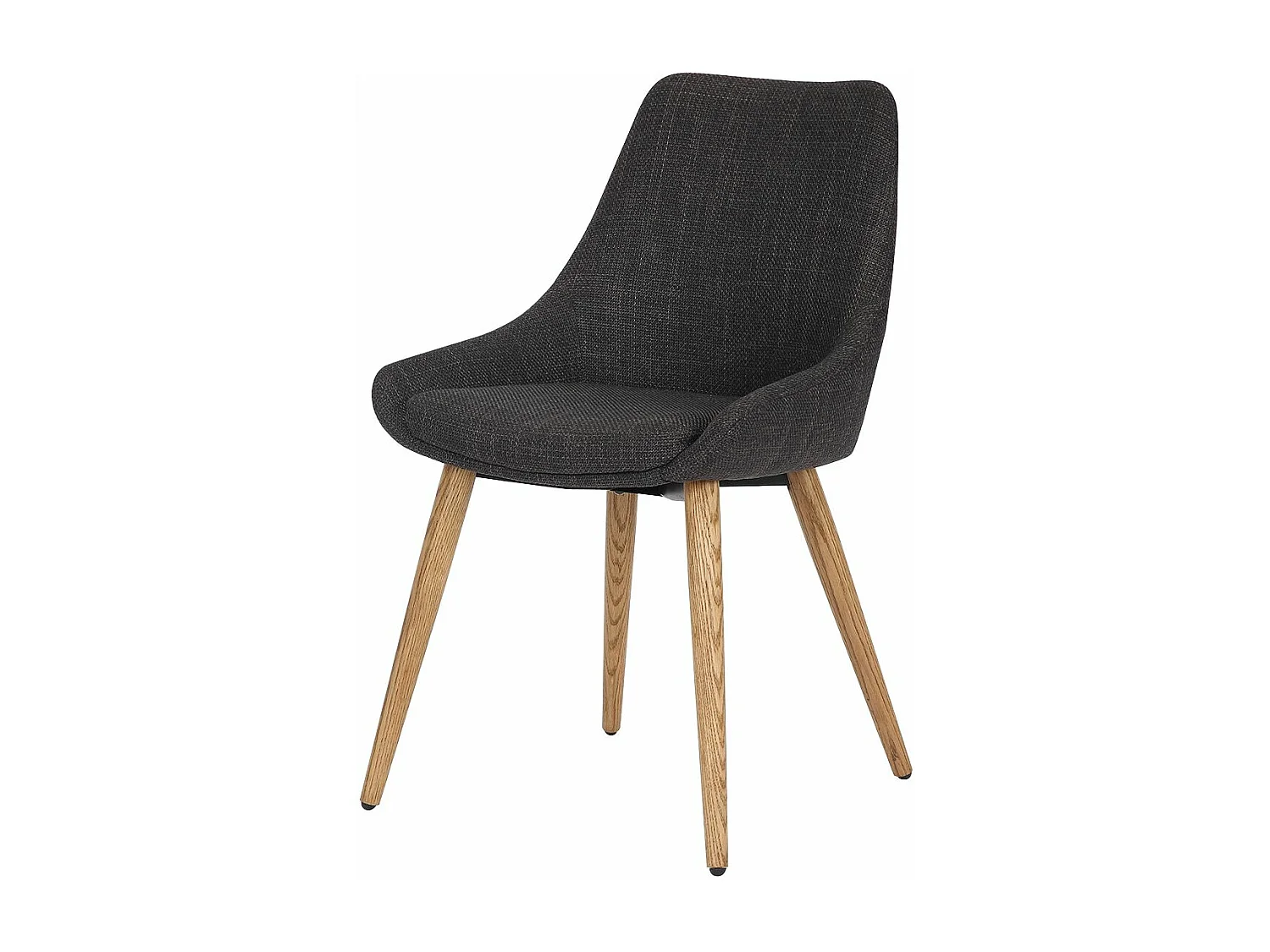 Chaise repas tissu gris anthracite pieds chêne foncé BARI