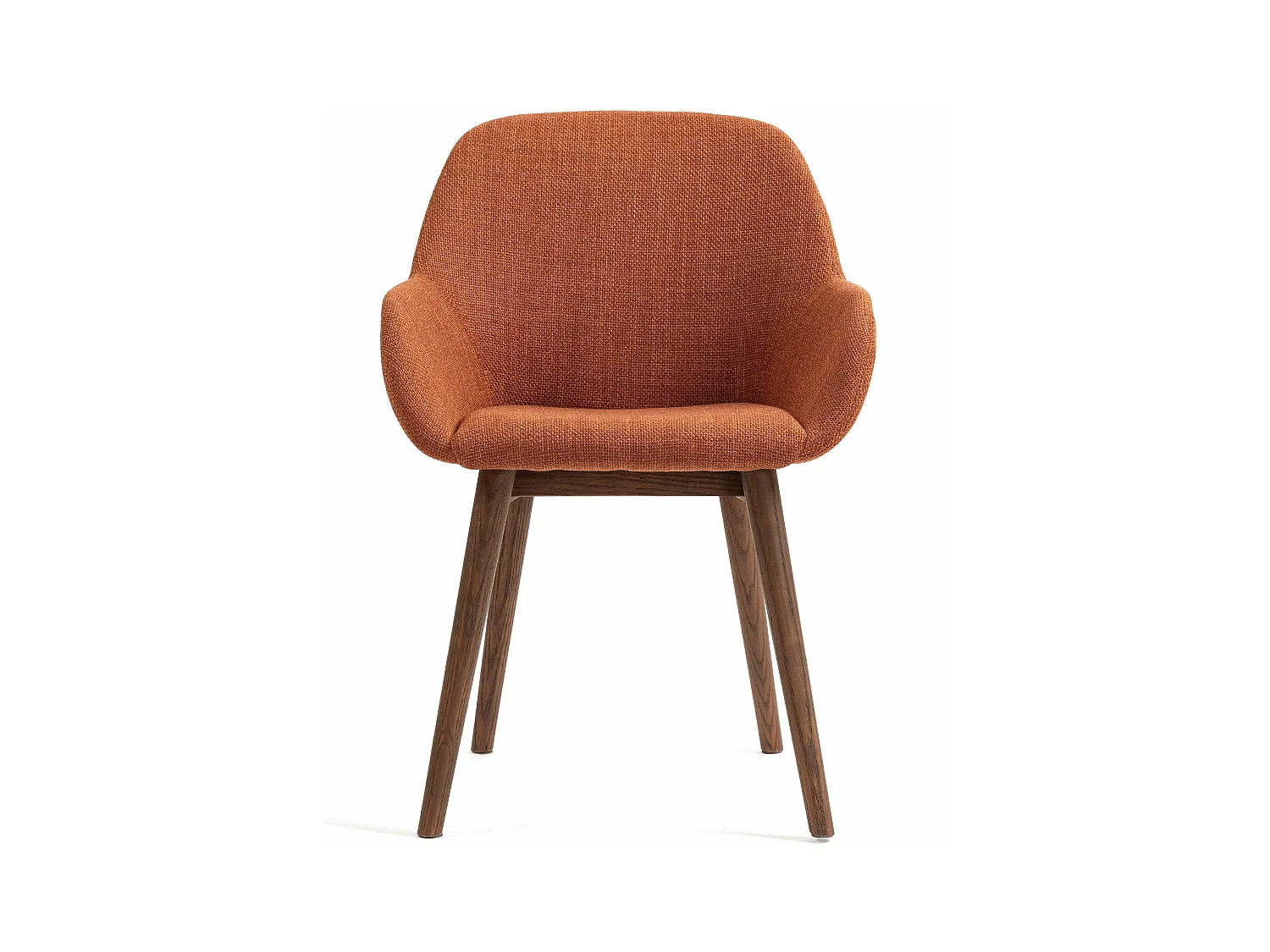 Chaise repas accoudoirs tissu caramel pied chêne foncé MALVA