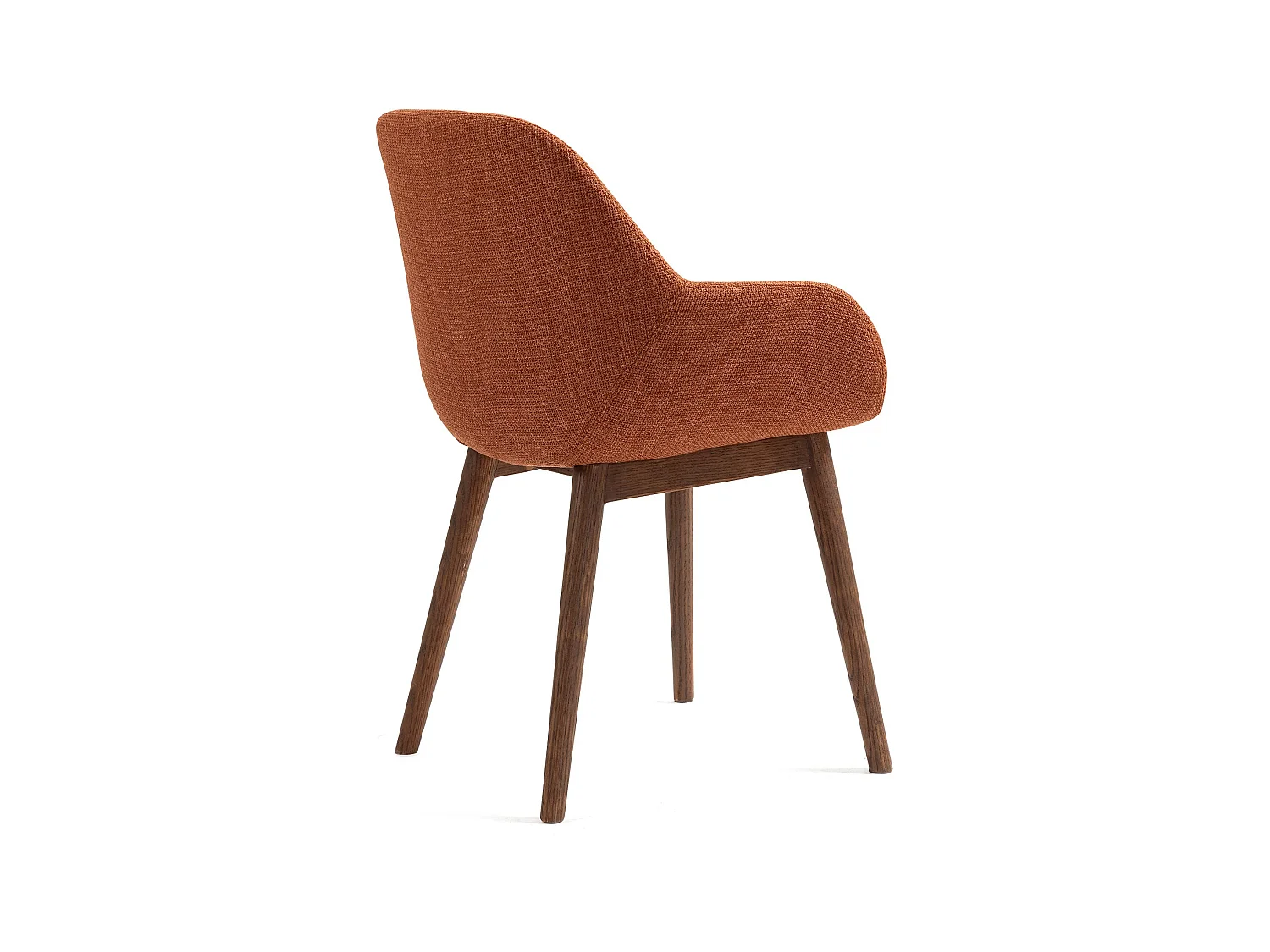 Chaise repas accoudoirs tissu caramel pied chêne foncé MALVA
