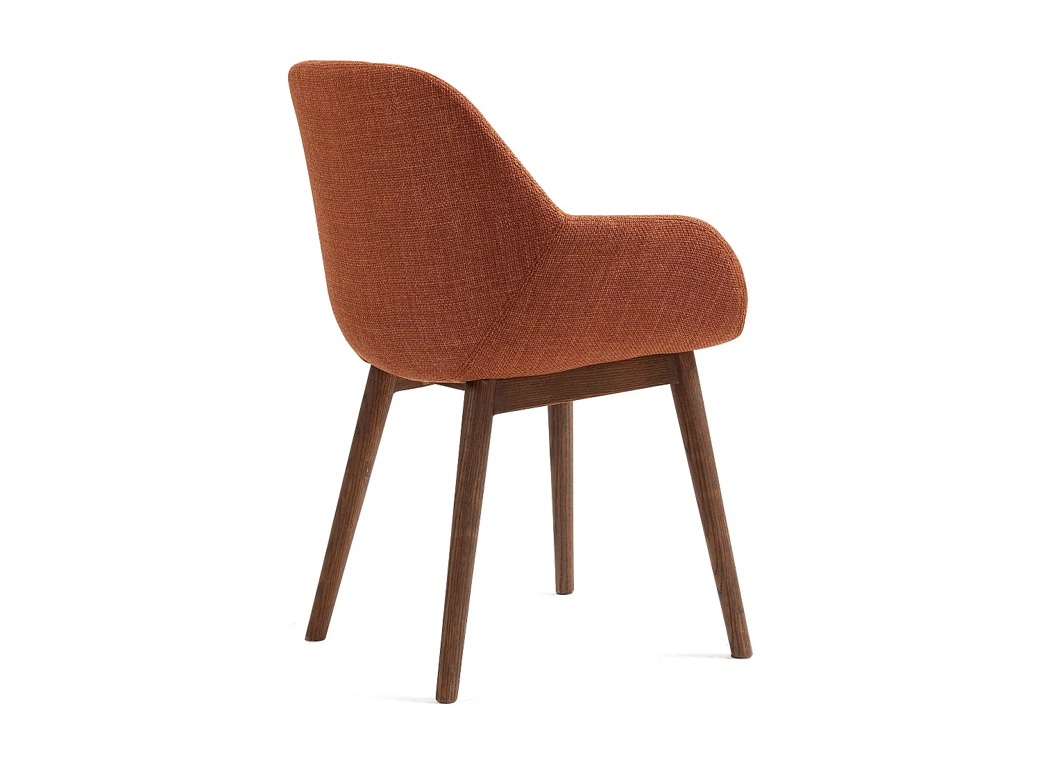 Chaise repas accoudoirs tissu caramel pied chêne foncé MALVA