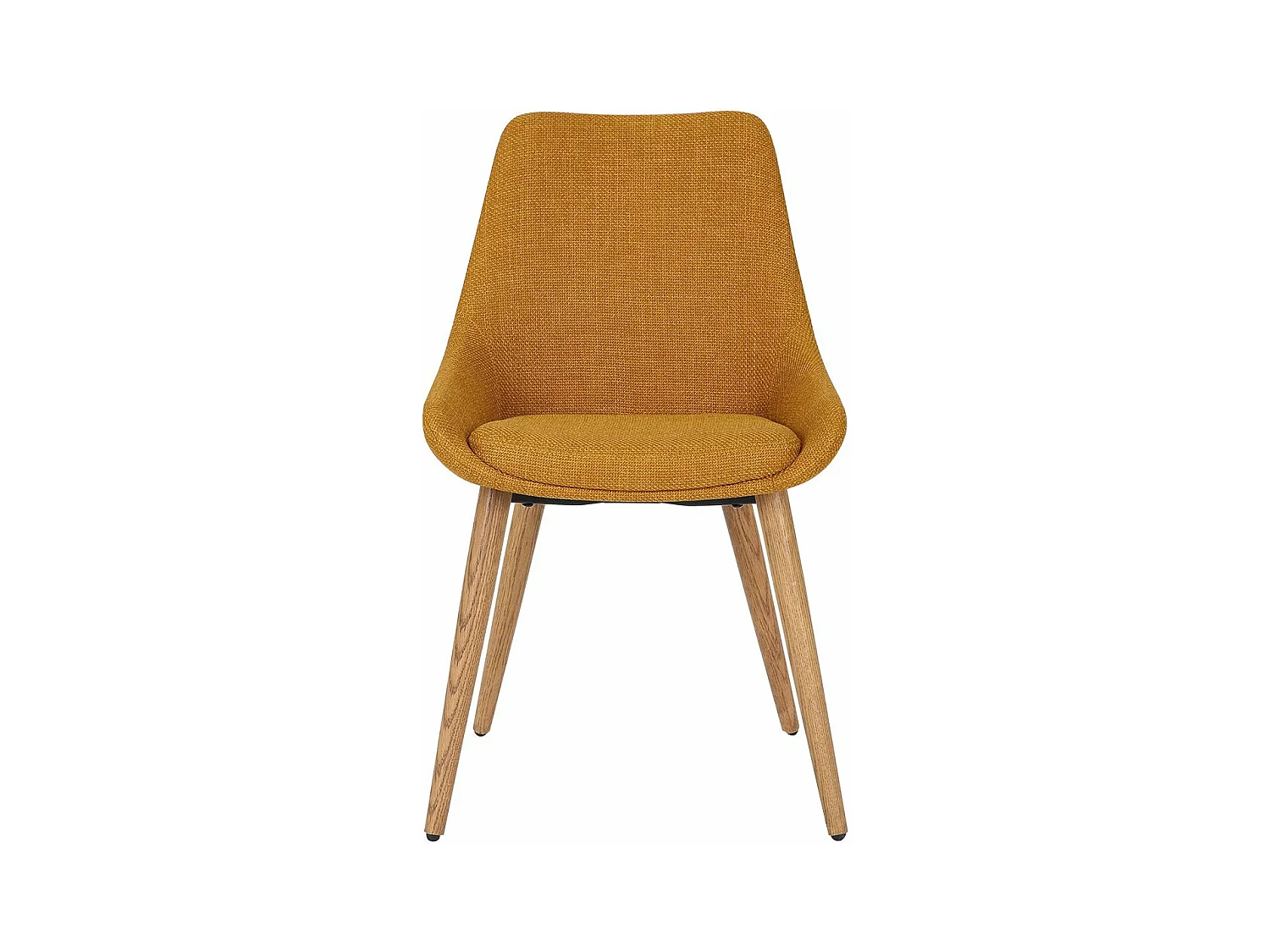 Chaise repas tissu ocre pieds chêne foncé BARI