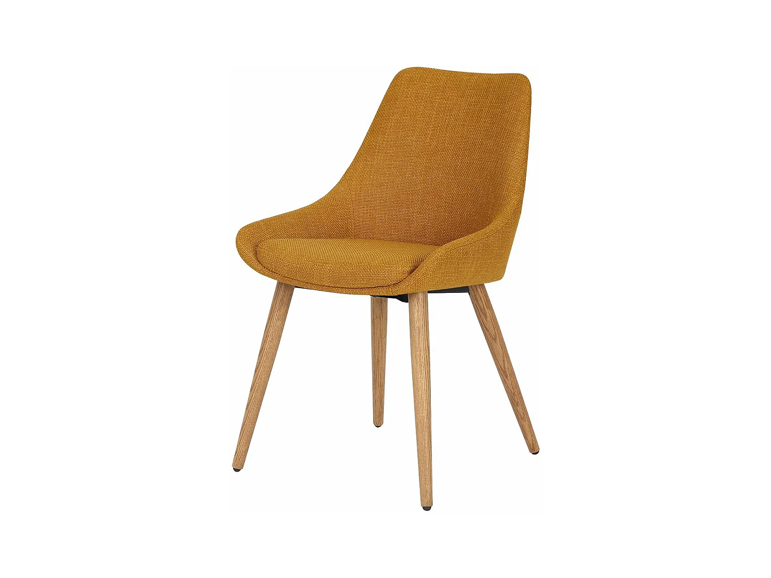 Chaise repas tissu ocre pieds chêne foncé BARI