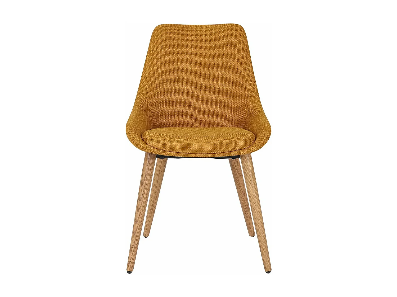 Chaise repas tissu ocre pieds chêne foncé BARI