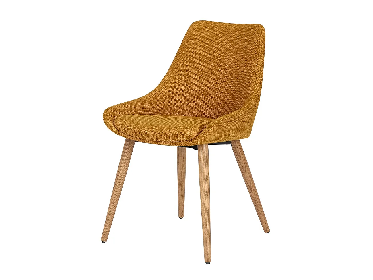 Chaise repas en tissu ocre pied chêne