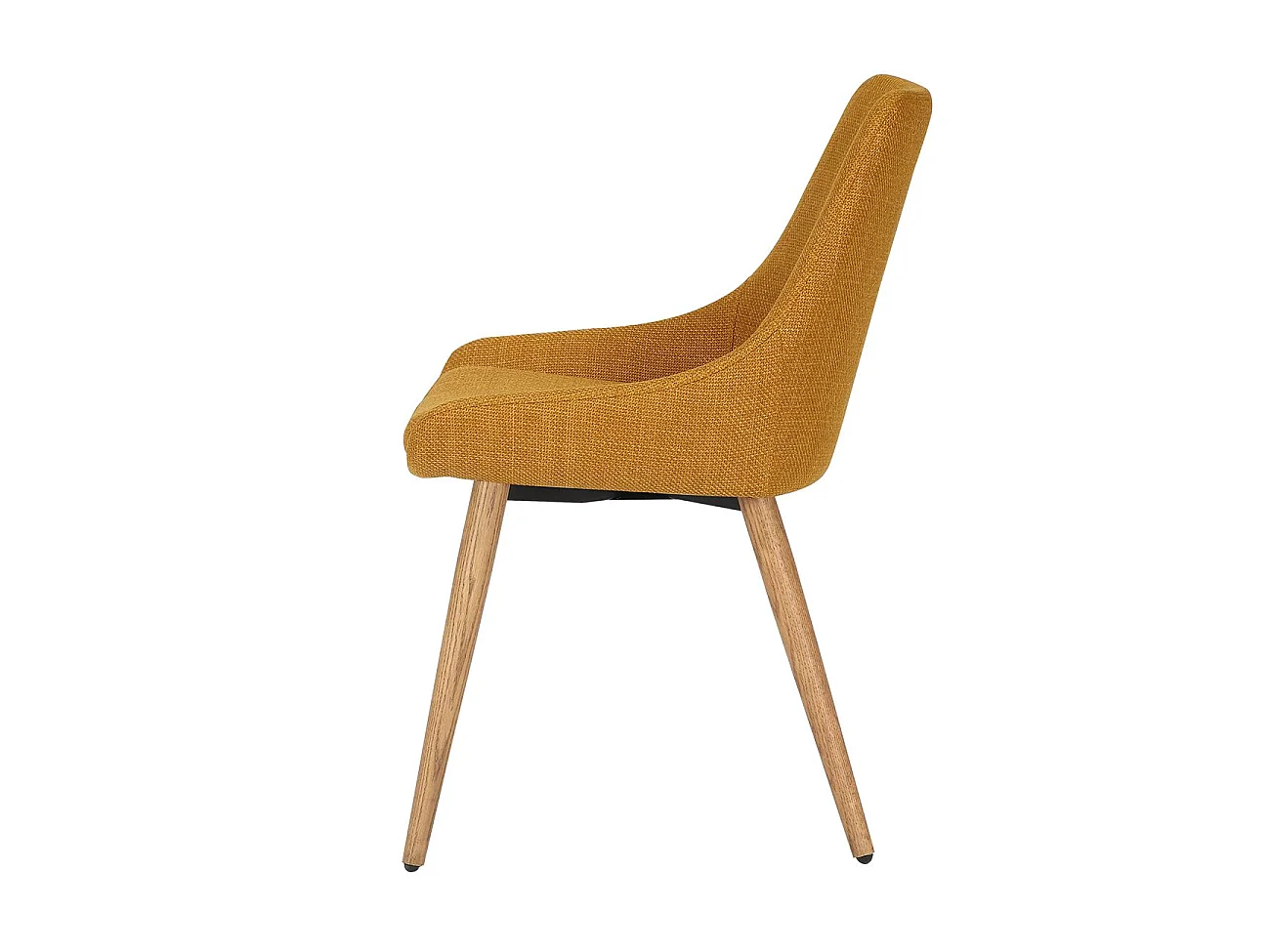 Chaise repas en tissu ocre pied chêne
