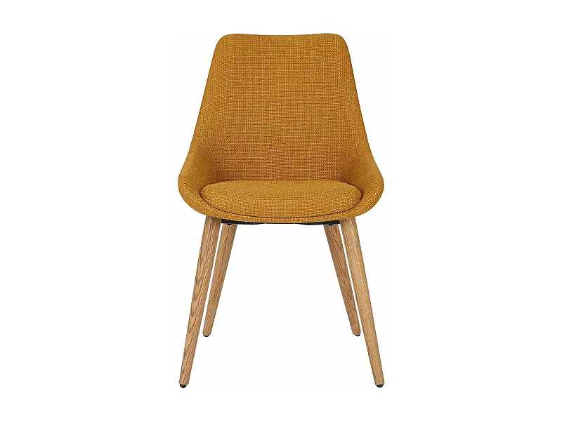 Chaise repas tissu ocre pieds chêne foncé BARI