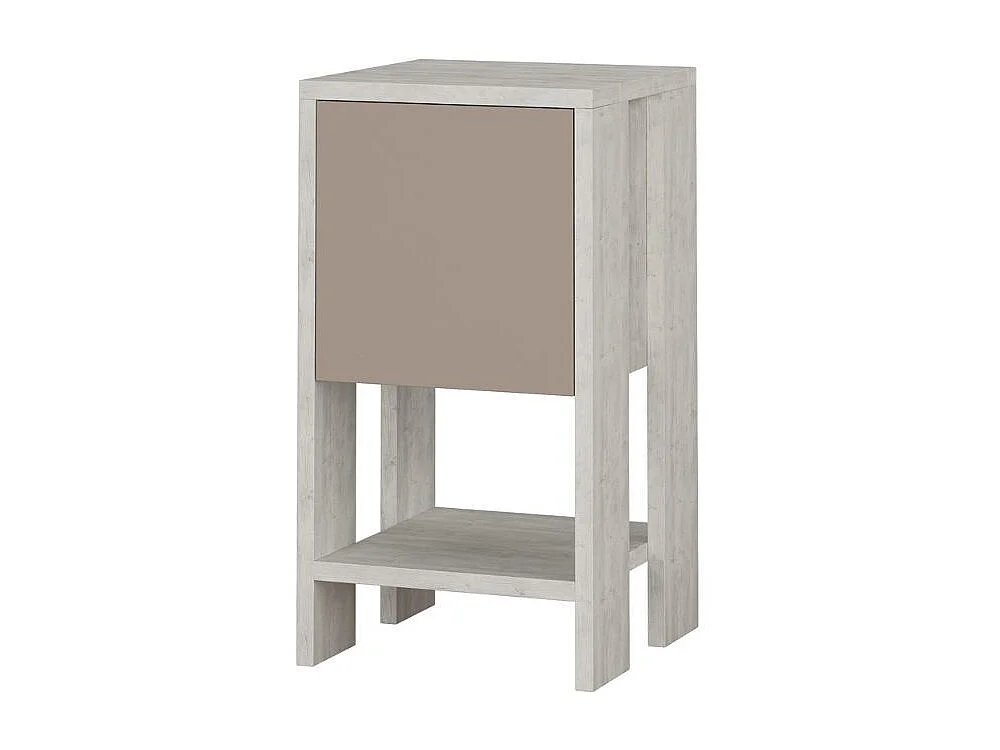 Comodino Ema anta ribalta 30x30x55h colore bianco tortora