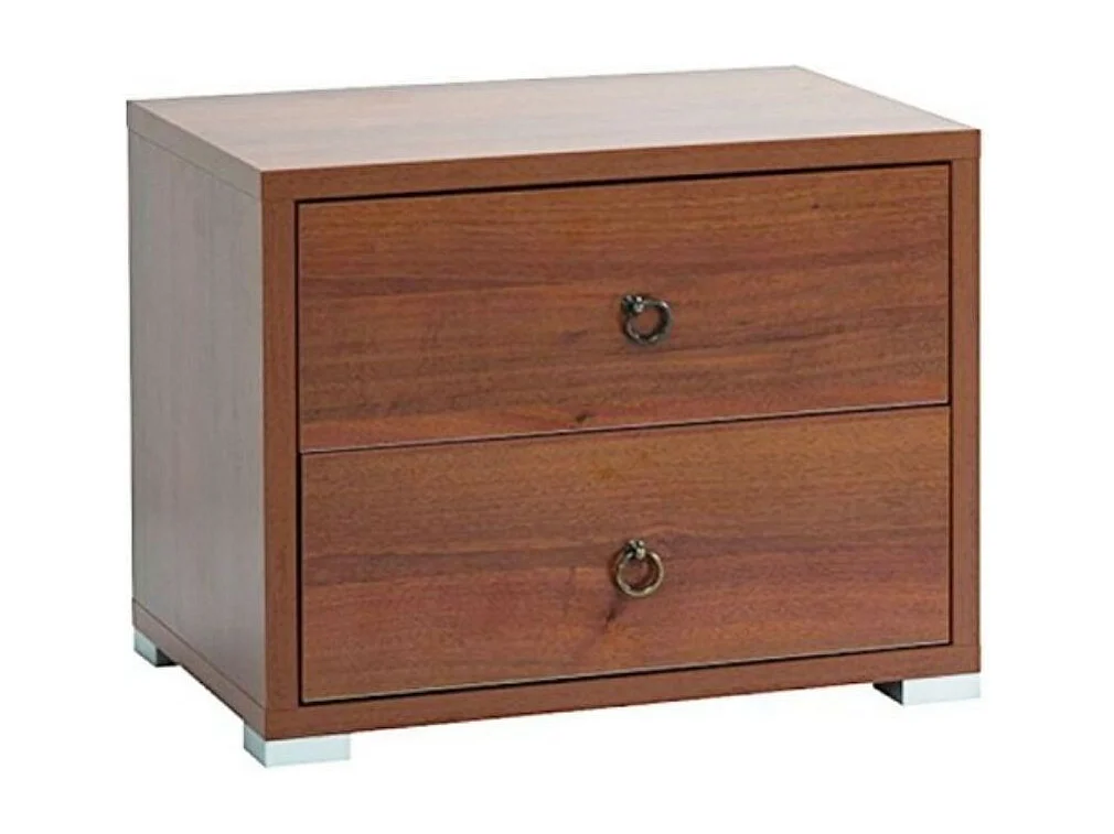 Comodino 2 cassetti MONTATO colore noce antico
