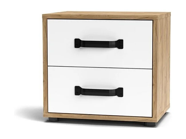 Comodino 2 cassetti rovere bianco Mosso MO1