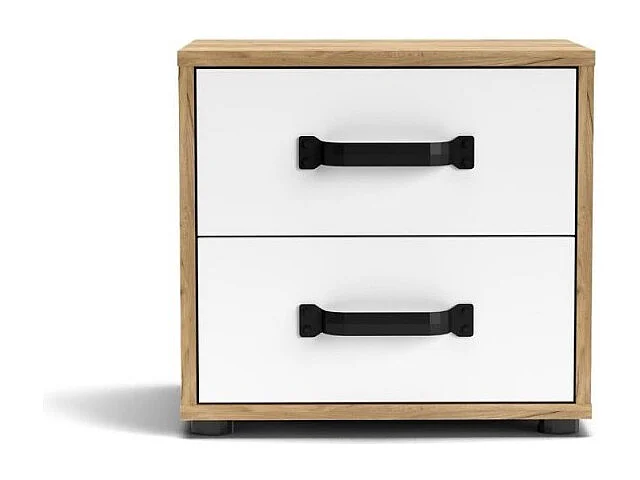 Comodino 2 cassetti rovere bianco Mosso MO1