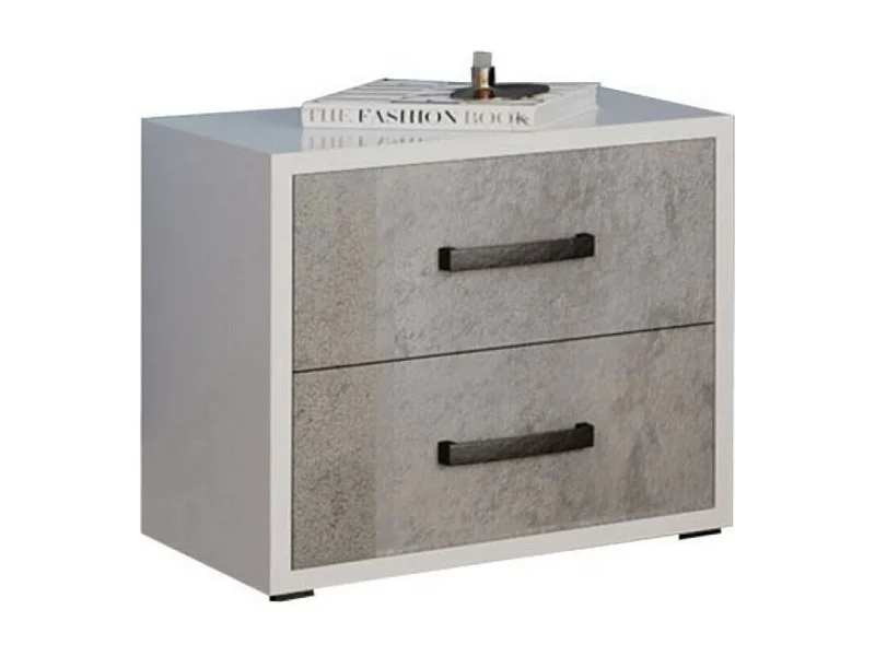 Comodino 2 cassetti colore cemento