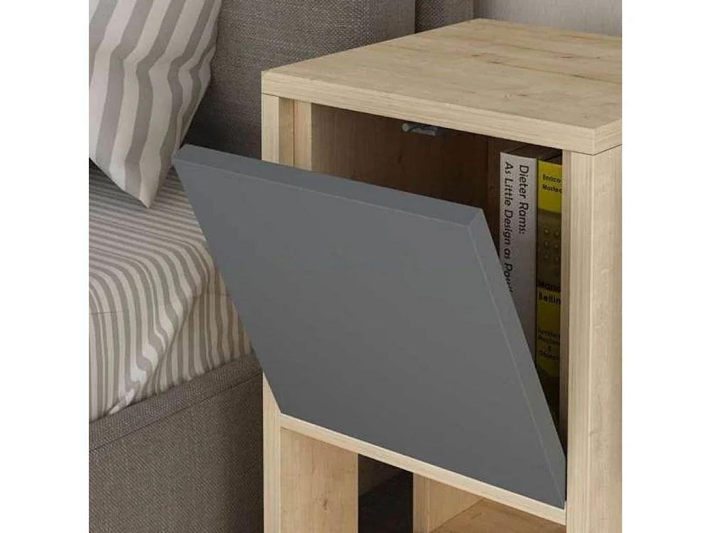 Comodino Ema rovere antracite anta ribalta 30x30x55h