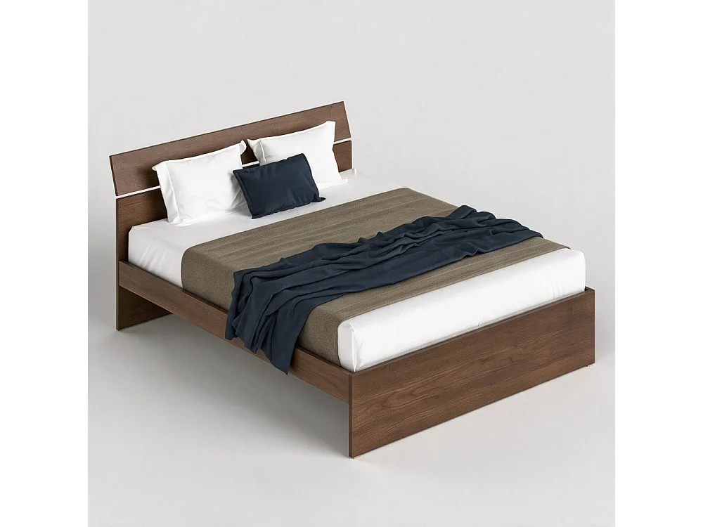 Letto matrimoniale in legno colore noce antico