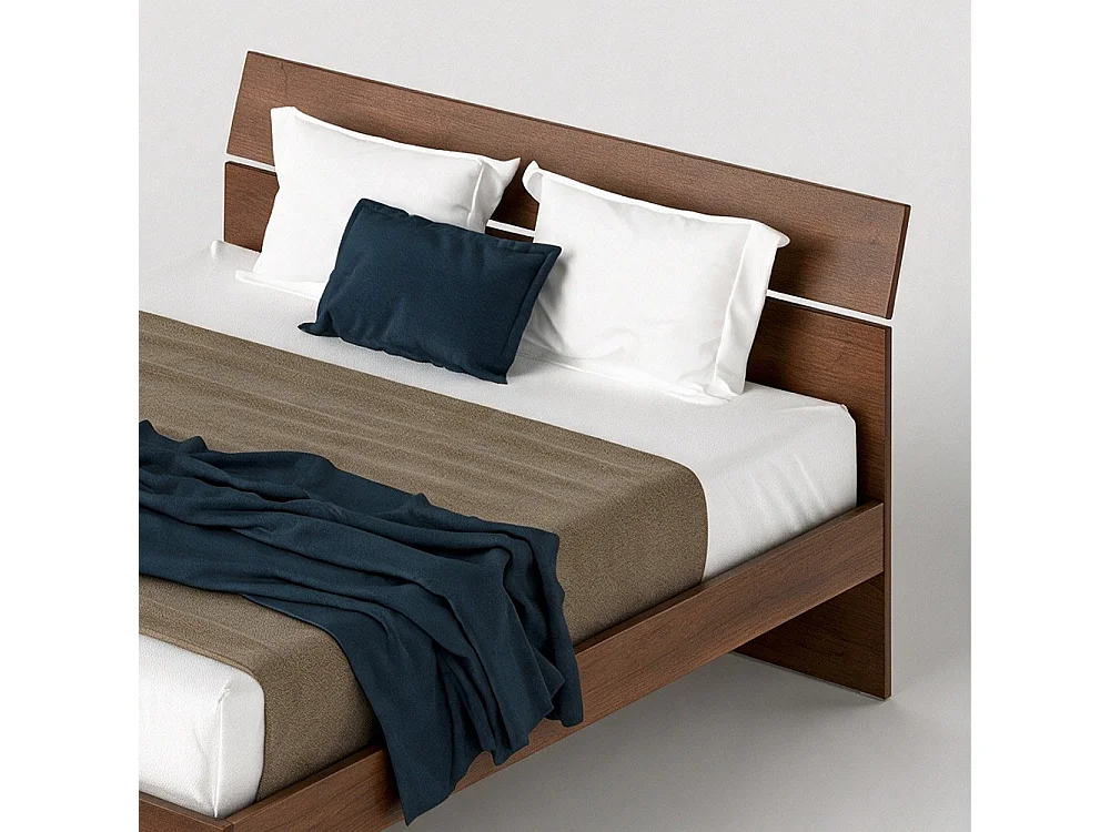 Letto matrimoniale in legno colore noce antico