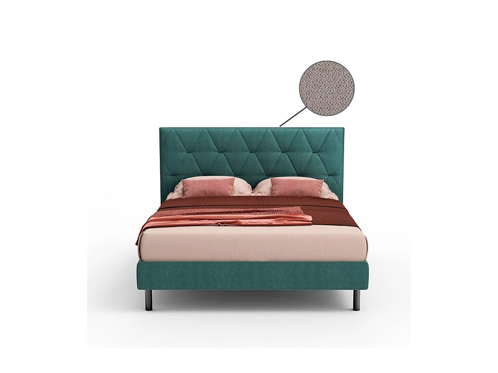 Letto matrimoniale contenitore testiera trapuntata Cody colore beige