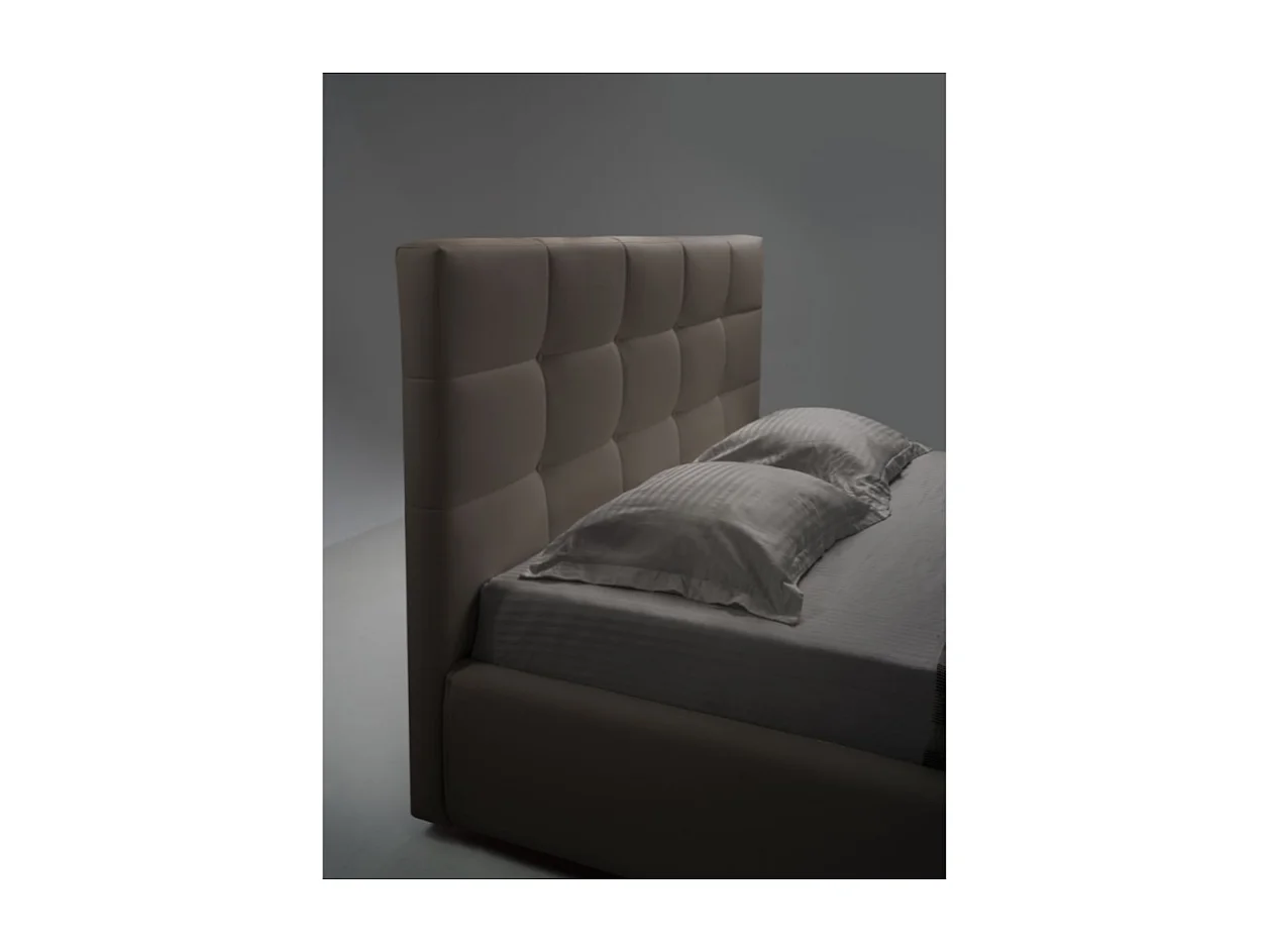 Letto singolo con contenitore Napoli ecopelle colore tortora