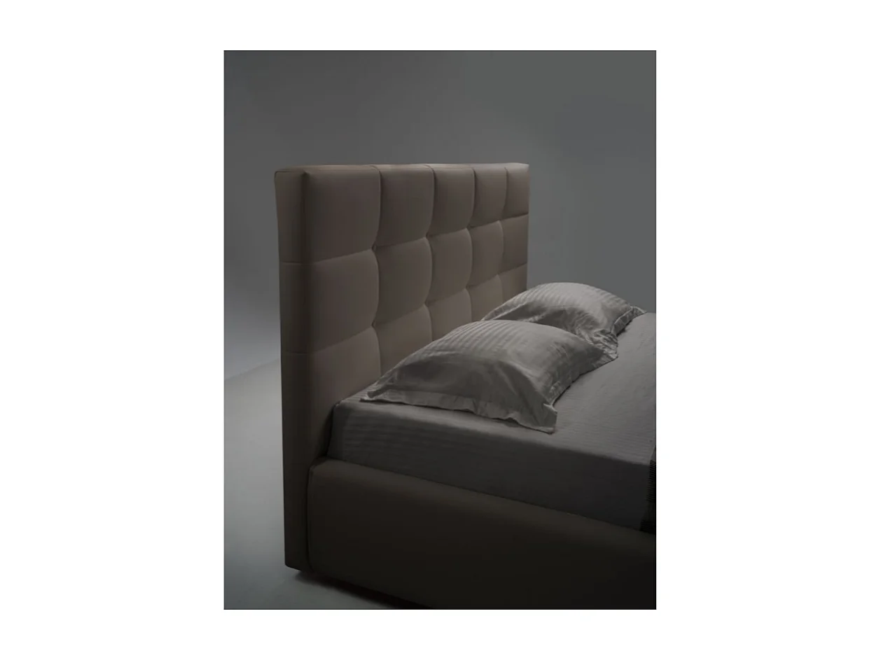 Letto singolo con contenitore Napoli ecopelle colore tortora